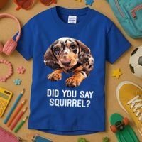 Dapple Dachshund Did You Say Squirrel Hooded Gift Kids T-Shirt thumb 3