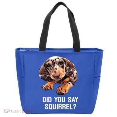 Dapple Dachshund Did You Say Squirrel Hooded Gift Tote Bag