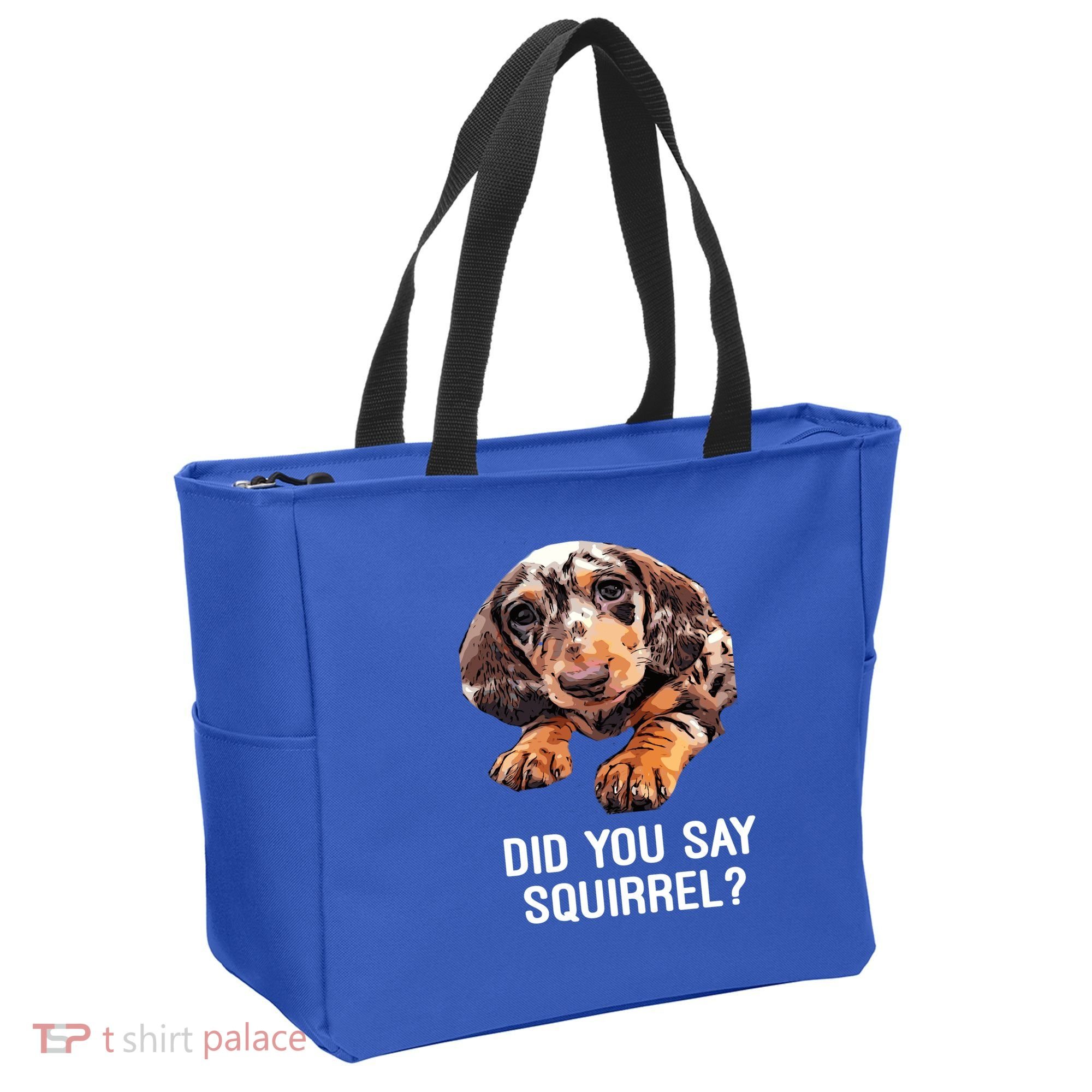 Dapple Dachshund Did You Say Squirrel Hooded Gift Tote Bag