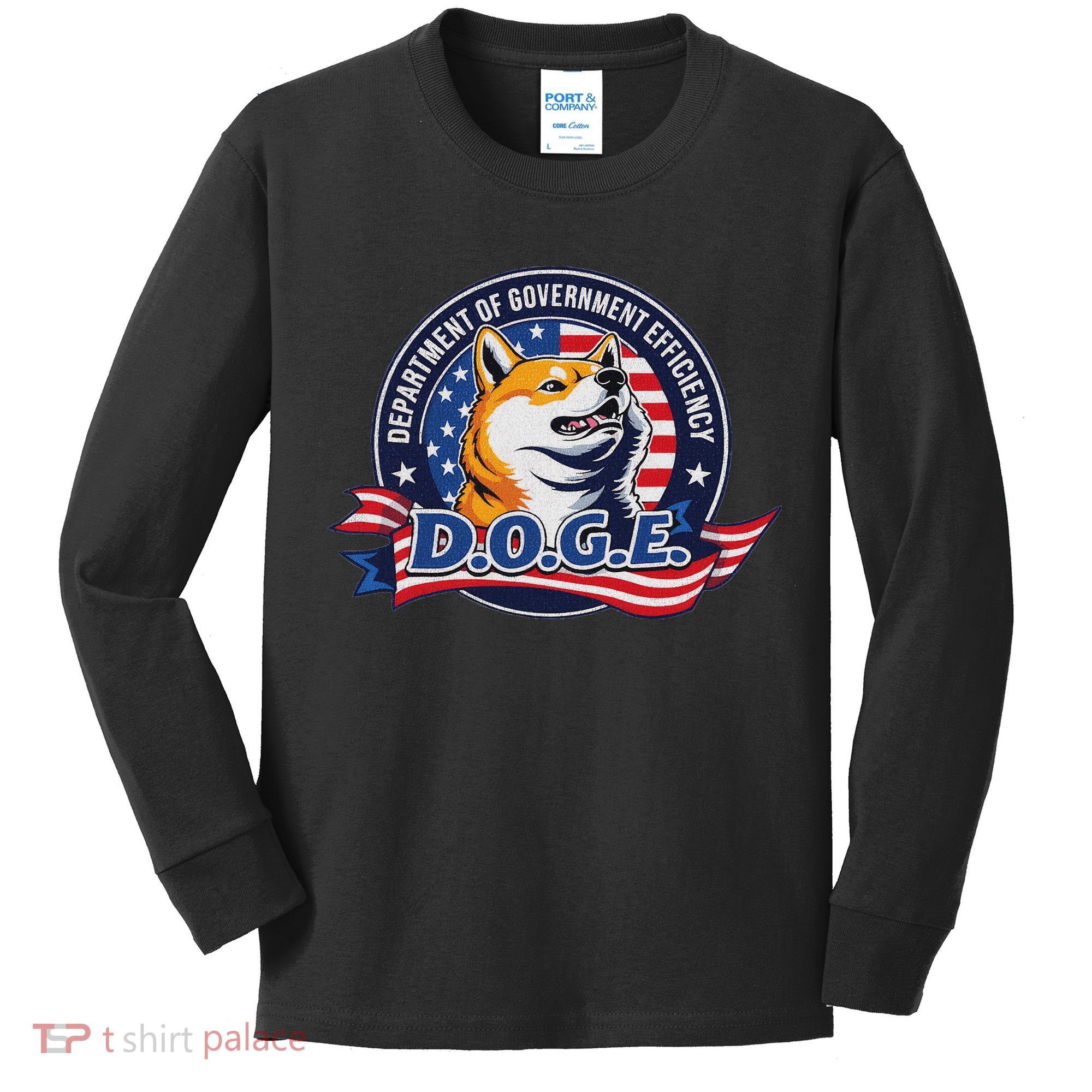 Doge D.O.G.E. Department Of Government Efficiency Kids Long Sleeve Shirt