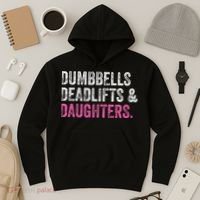 Dumbbells Deadlifts Daughters Funny Gym Workout Father's Day Hoodie thumb 3
