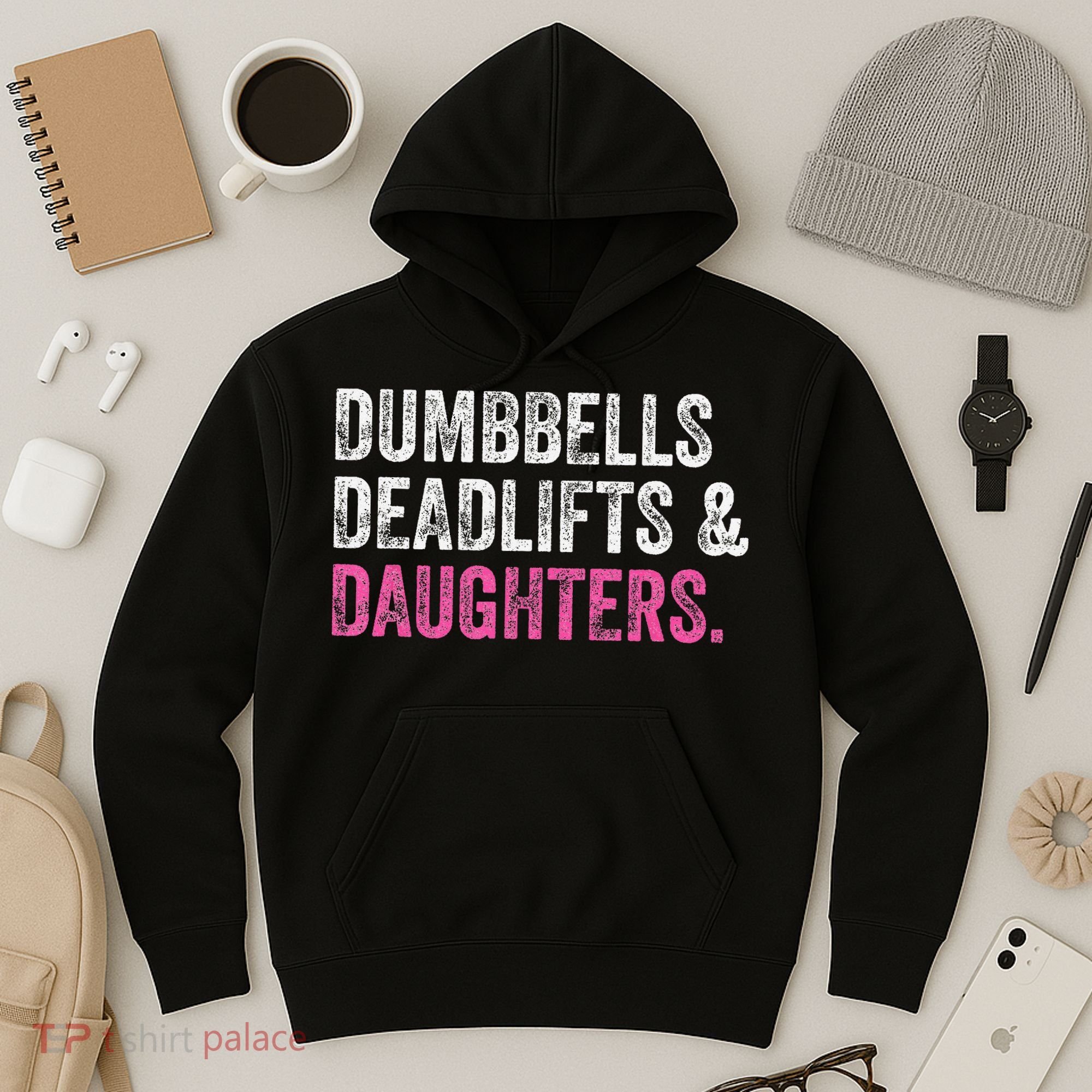 Dumbbells Deadlifts Daughters Funny Gym Workout Father's Day Hoodie