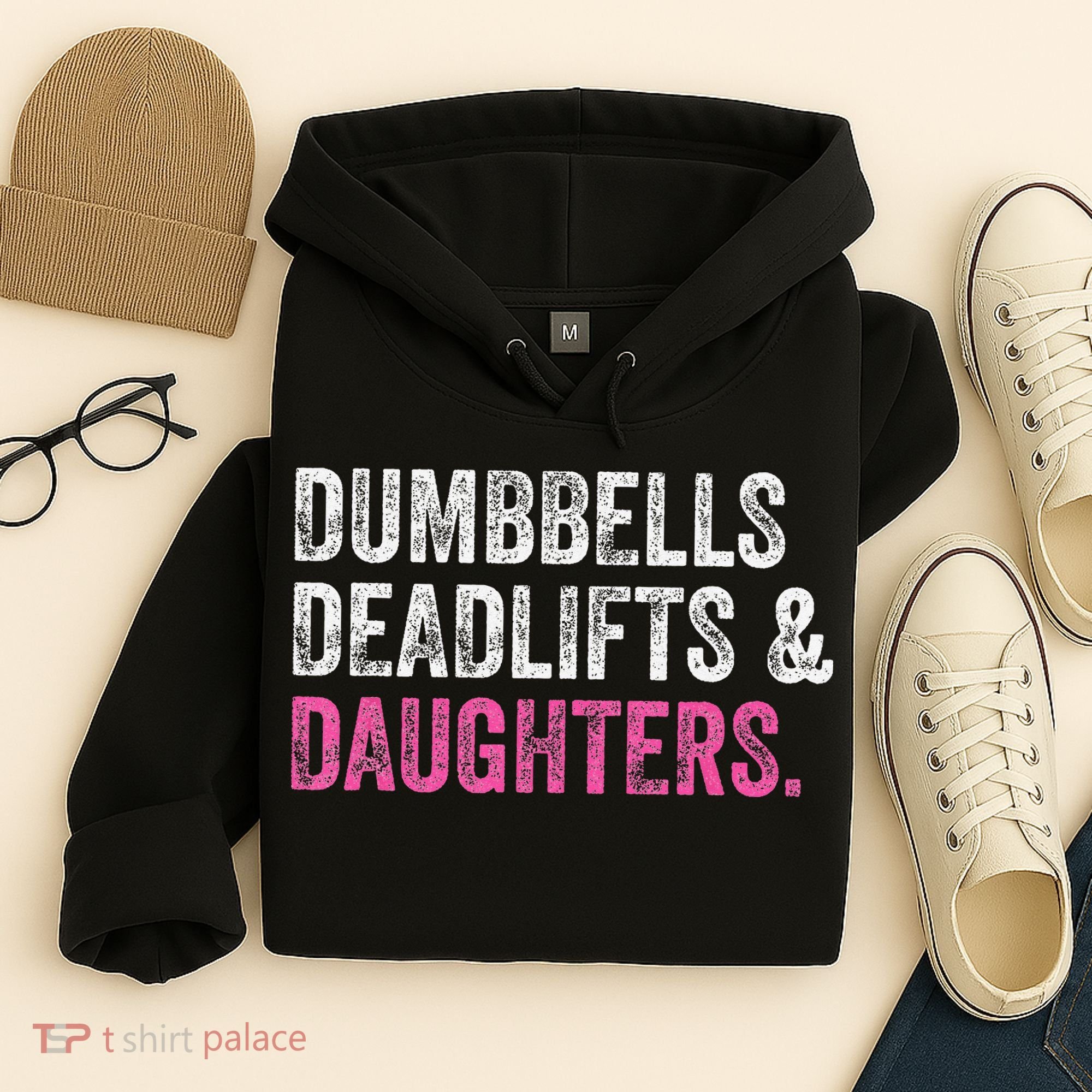 Dumbbells Deadlifts Daughters Funny Gym Workout Father's Day Hoodie