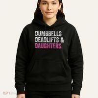 Dumbbells Deadlifts Daughters Funny Gym Workout Father's Day Hoodie thumb 5