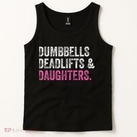 Dumbbells Deadlifts Daughters Funny Gym Workout Father's Day Tank Top thumb 2