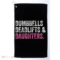 Dumbbells Deadlifts Daughters Funny Gym Workout Father's Day Golf Towel thumb 0