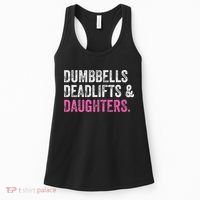 Dumbbells Deadlifts Daughters Funny Gym Workout Father's Day Women's Tank Top thumb 0