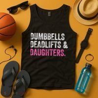 Dumbbells Deadlifts Daughters Funny Gym Workout Father's Day Tank Top thumb 4