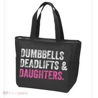 Dumbbells Deadlifts Daughters Funny Gym Workout Father's Day Tote Bag thumb 3