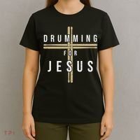 Drummer Drumming Drums Percussion I Jesus Christian Church T-Shirt thumb 4