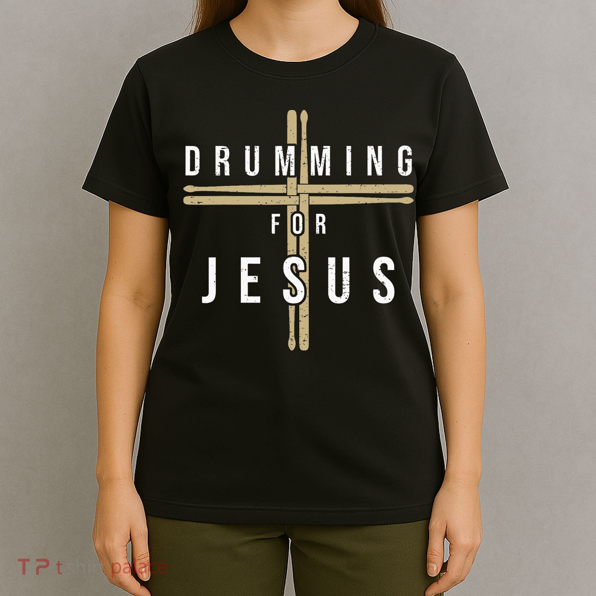Drummer Drumming Drums Percussion I Jesus Christian Church T-Shirt