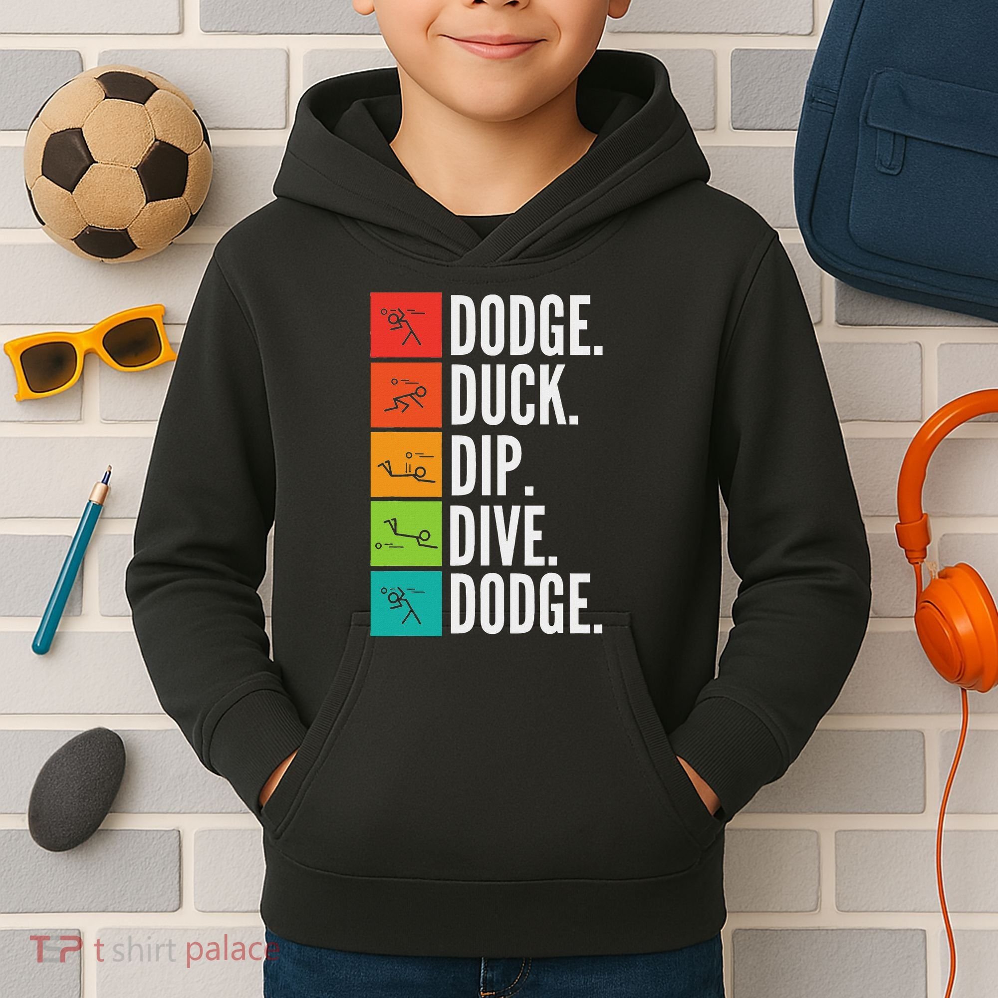 Duck Dip Dive I Ball Games I Funny Dodgeball Kids Hoodie