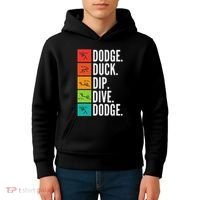 Duck Dip Dive I Ball Games I Funny Dodgeball Kids Hoodie thumb 4