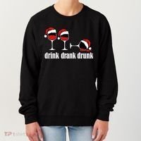 Drink Drank Drunk Funny Christmas Wine Grammar Women's Sweatshirt thumb 0