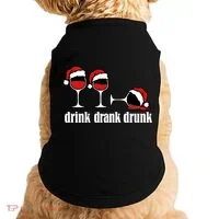 Drink Drank Drunk Funny Christmas Wine Grammar Doggie Tank thumb 0