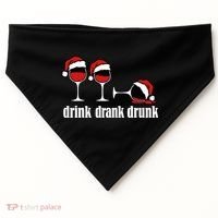 Drink Drank Drunk Funny Christmas Wine Grammar USA-Made Doggie Bandana thumb 0