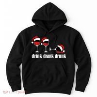 Drink Drank Drunk Funny Christmas Wine Grammar Hoodie thumb 0