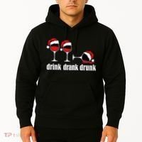 Drink Drank Drunk Funny Christmas Wine Grammar Hoodie thumb 2