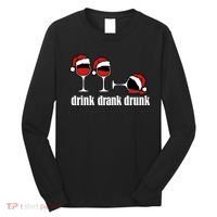 Drink Drank Drunk Funny Christmas Wine Grammar Long Sleeve Shirt thumb 0