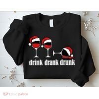 Drink Drank Drunk Funny Christmas Wine Grammar Sweatshirt thumb 2