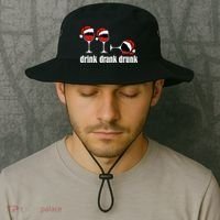 Drink Drank Drunk Funny Christmas Wine Grammar Bucket Hat thumb 2