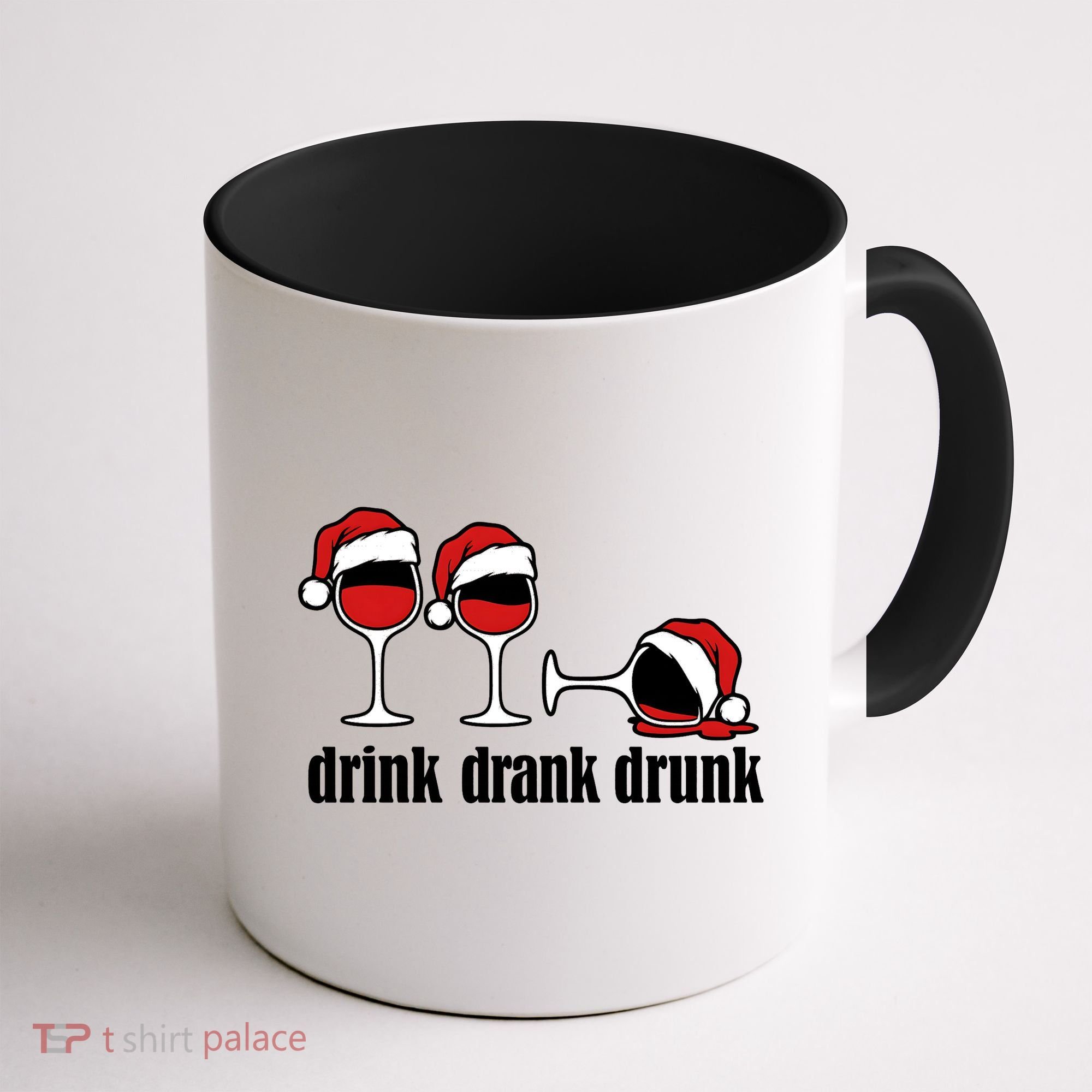 Drink Drank Drunk Funny Christmas Wine Grammar Coffee Mug