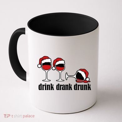 Drink Drank Drunk Funny Christmas Wine Grammar Coffee Mug