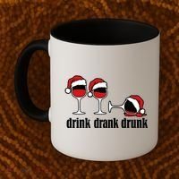 Drink Drank Drunk Funny Christmas Wine Grammar Coffee Mug thumb 2