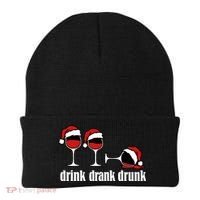 Drink Drank Drunk Funny Christmas Wine Grammar Beanie thumb 0