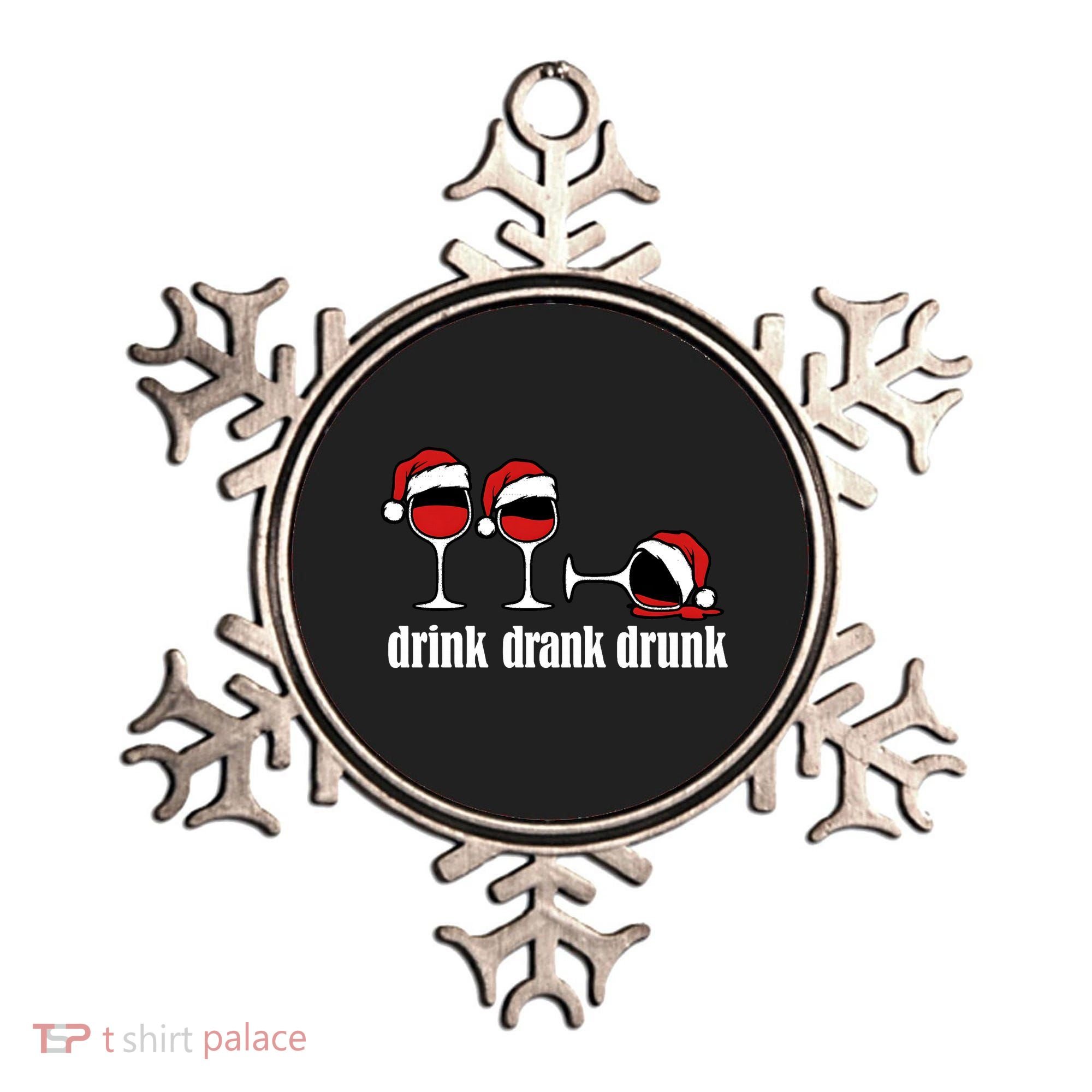 Drink Drank Drunk Funny Christmas Wine Grammar Ornament