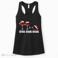 Drink Drank Drunk Funny Christmas Wine Grammar Women's Tank Top thumb 0