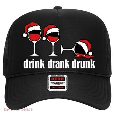 Drink Drank Drunk Funny Christmas Wine Grammar Hat