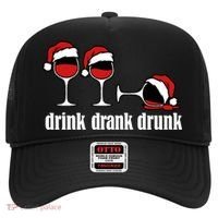 Drink Drank Drunk Funny Christmas Wine Grammar Hat thumb 0