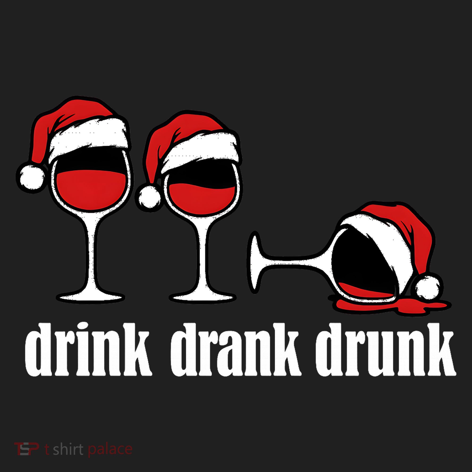 Drink Drank Drunk Funny Christmas Wine Grammar Hat