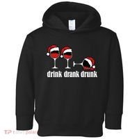 Drink Drank Drunk Funny Christmas Wine Grammar Toddler Hoodie thumb 0