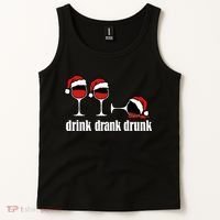 Drink Drank Drunk Funny Christmas Wine Grammar Tank Top thumb 2
