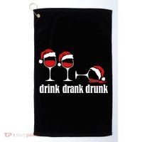 Drink Drank Drunk Funny Christmas Wine Grammar Golf Towel thumb 0