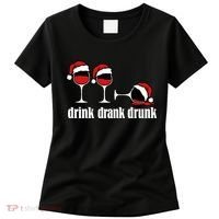 Drink Drank Drunk Funny Christmas Wine Grammar Women's T-Shirt thumb 0