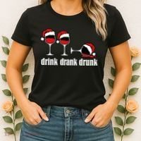 Drink Drank Drunk Funny Christmas Wine Grammar Women's T-Shirt thumb 2