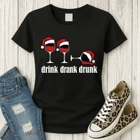 Drink Drank Drunk Funny Christmas Wine Grammar Women's T-Shirt thumb 3