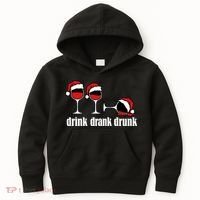 Drink Drank Drunk Funny Christmas Wine Grammar Kids Hoodie thumb 0
