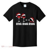 Drink Drank Drunk Funny Christmas Wine Grammar Kids T-Shirt thumb 0