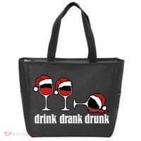 Drink Drank Drunk Funny Christmas Wine Grammar Tote Bag thumb 0