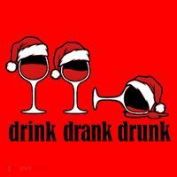 Drink Drank Drunk Funny Christmas Wine Grammar Santa Hat thumb 1