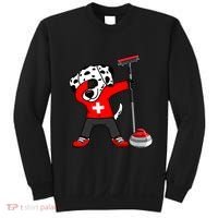 Dabbing Dalmatian Dog Switzerland Curling Fans Jersey Sports Gift Sweatshirt thumb 0