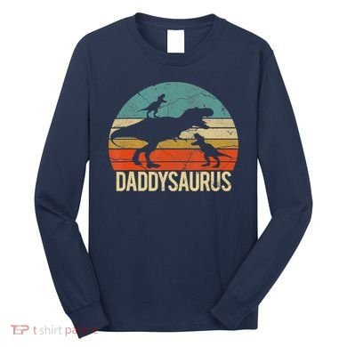 Daddy Dinosaur Daddysaurus 2 Two Christmas For Dad Long Sleeve Shirt
