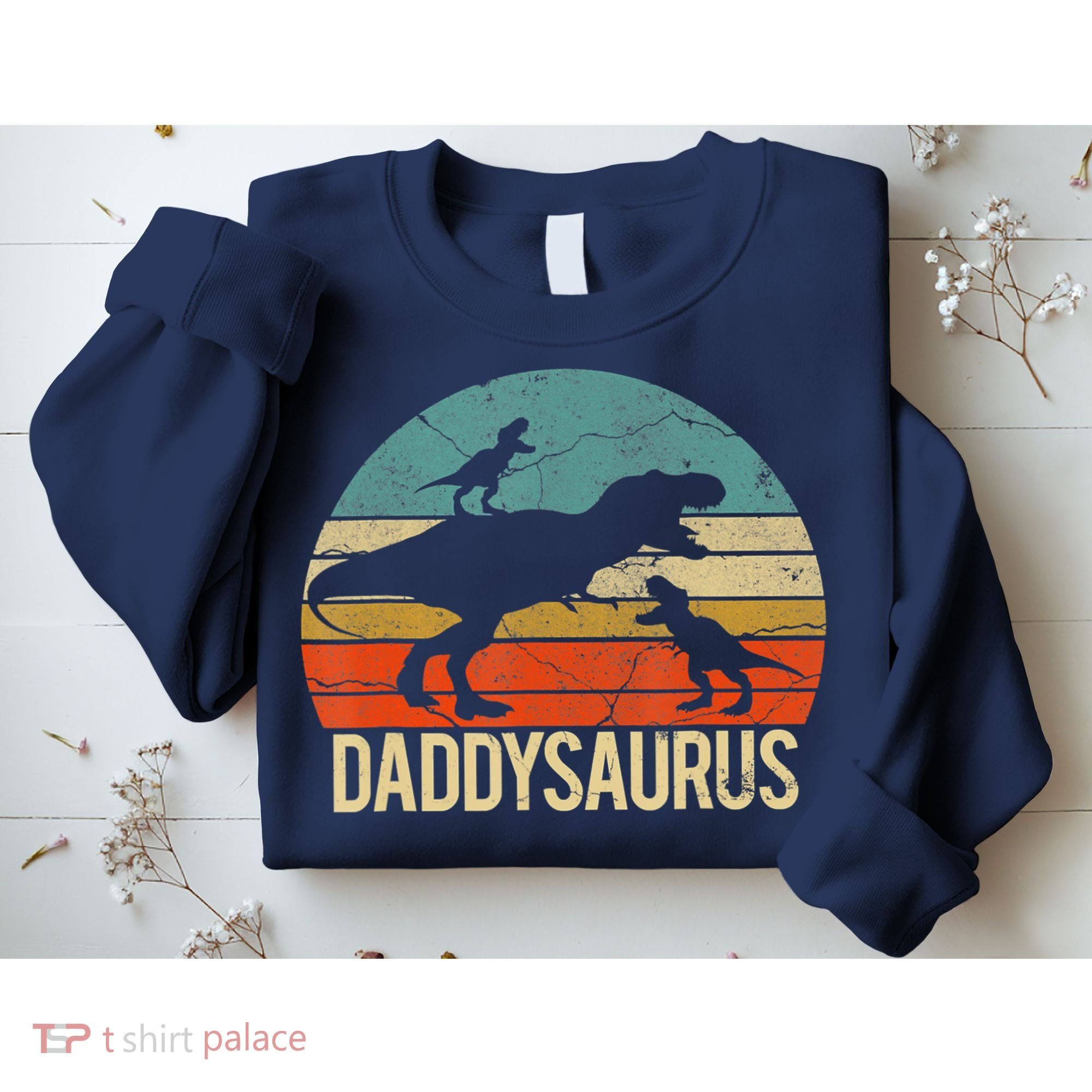 Daddy Dinosaur Daddysaurus 2 Two Christmas For Dad Sweatshirt