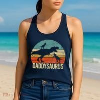 Daddy Dinosaur Daddysaurus 2 Two Christmas For Dad Women's Tank Top thumb 2