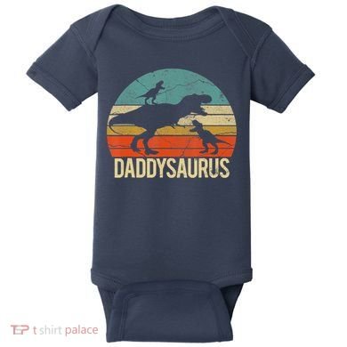 Daddy Dinosaur Daddysaurus 2 Two Christmas For Dad Baby Bodysuit