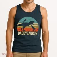 Daddy Dinosaur Daddysaurus 2 Two Christmas For Dad Tank Top thumb 3
